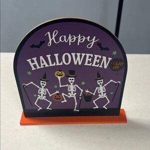 Halloween Skeleton Party Sign - Purple and Orange
